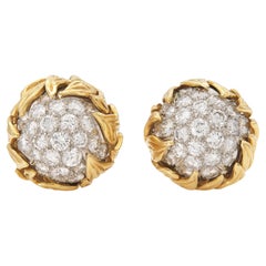 Vintage 1960s Van Cleef & Arpels 8.00 Carat Diamond and Gold Earrings