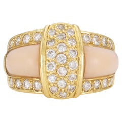 Van Cleef & Arpels Vintage 1960er Jahre Ring mit schwarzer Koralle und Diamant