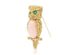 Vintage 1960s Van Cleef & Arpels Coral Owl Brooch