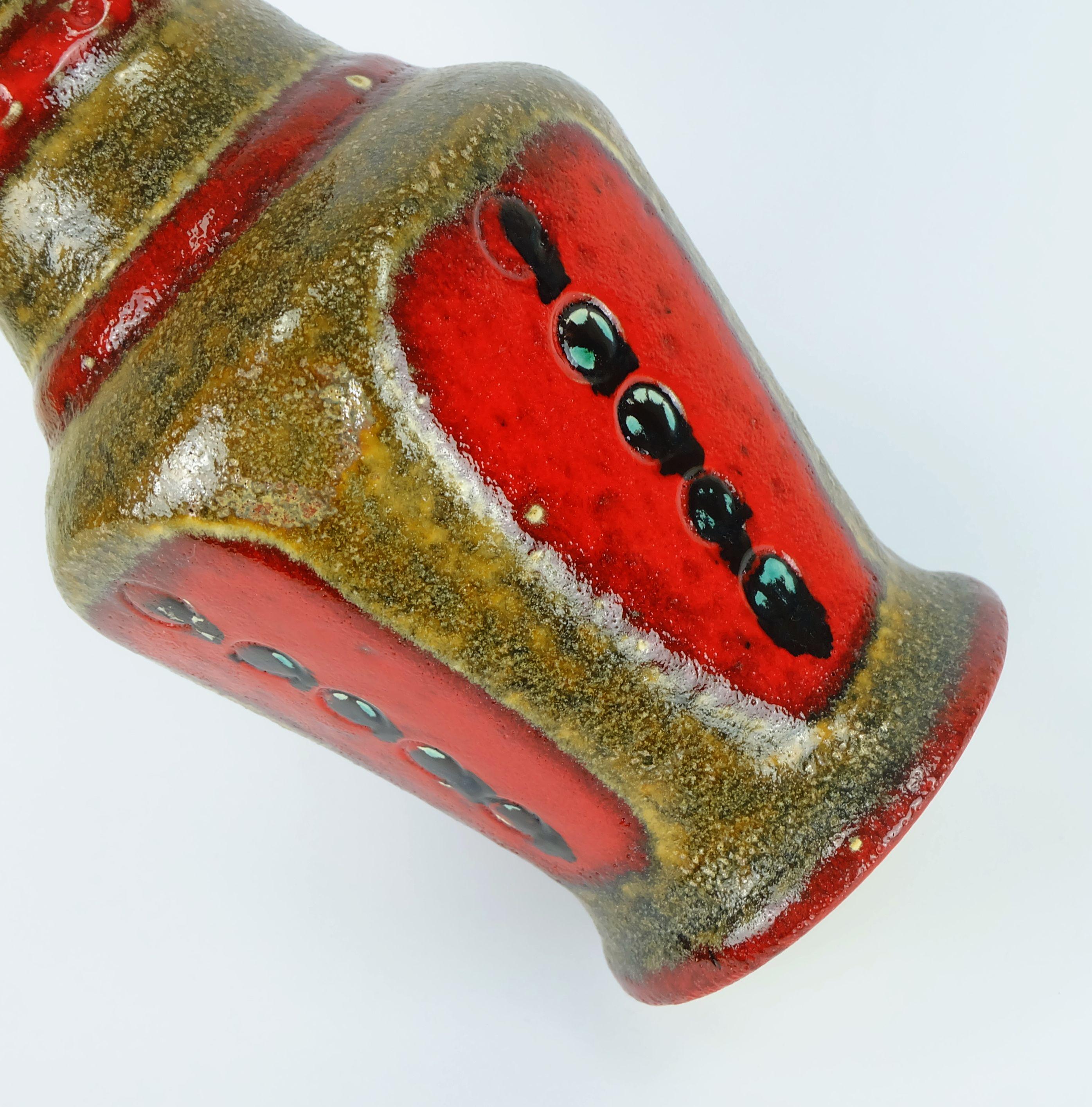 Tedesco VASO vintage anni '60 u-keramik modello 593/30 rosso marrone verde nero WGP in vendita