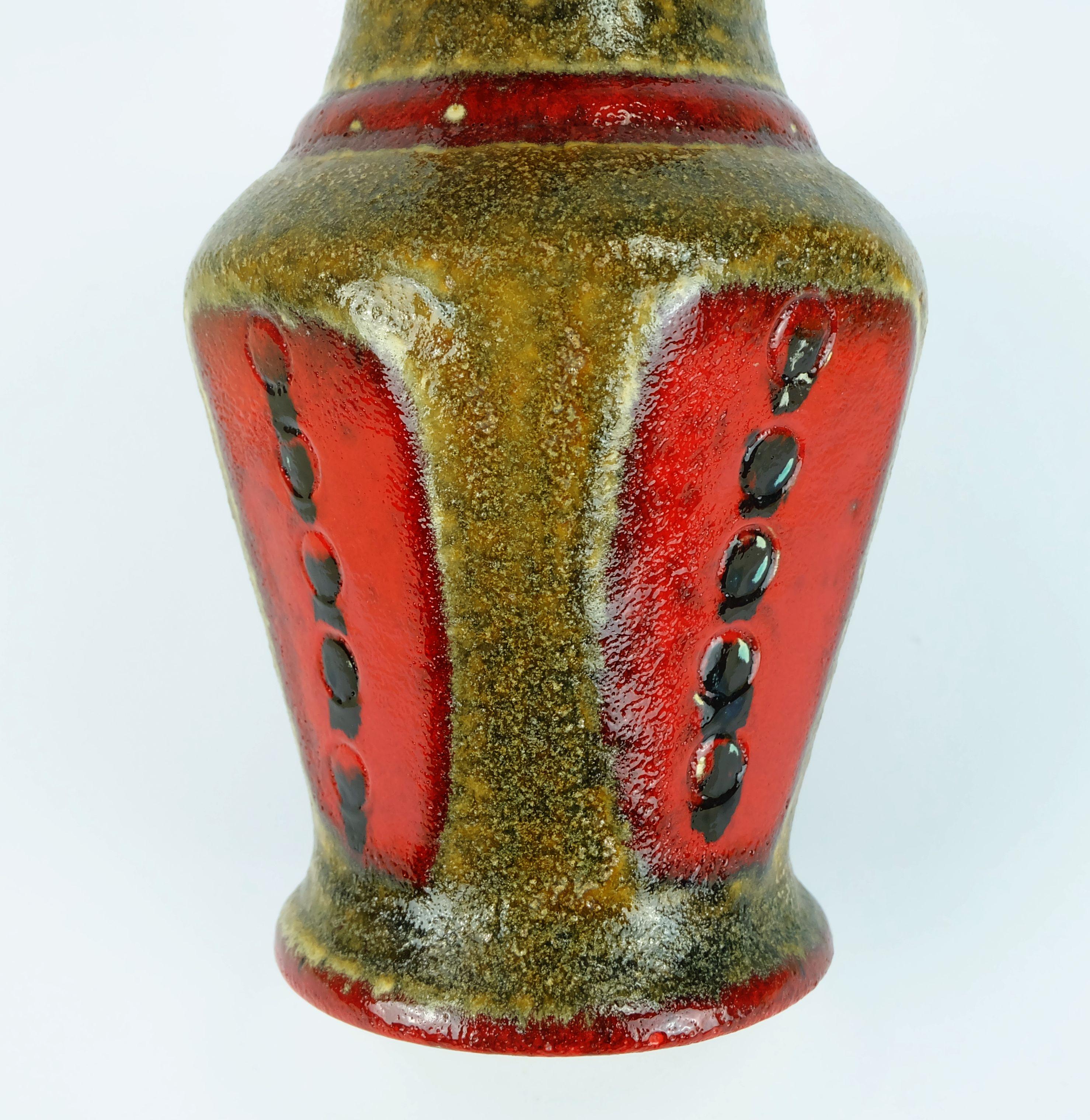 VASO vintage anni '60 u-keramik modello 593/30 rosso marrone verde nero WGP In condizioni buone in vendita a Mannheim, DE