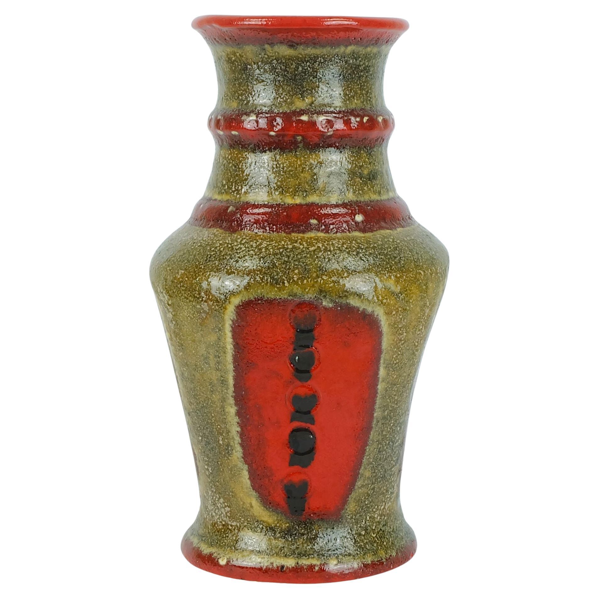 VASO vintage anni '60 u-keramik modello 593/30 rosso marrone verde nero WGP