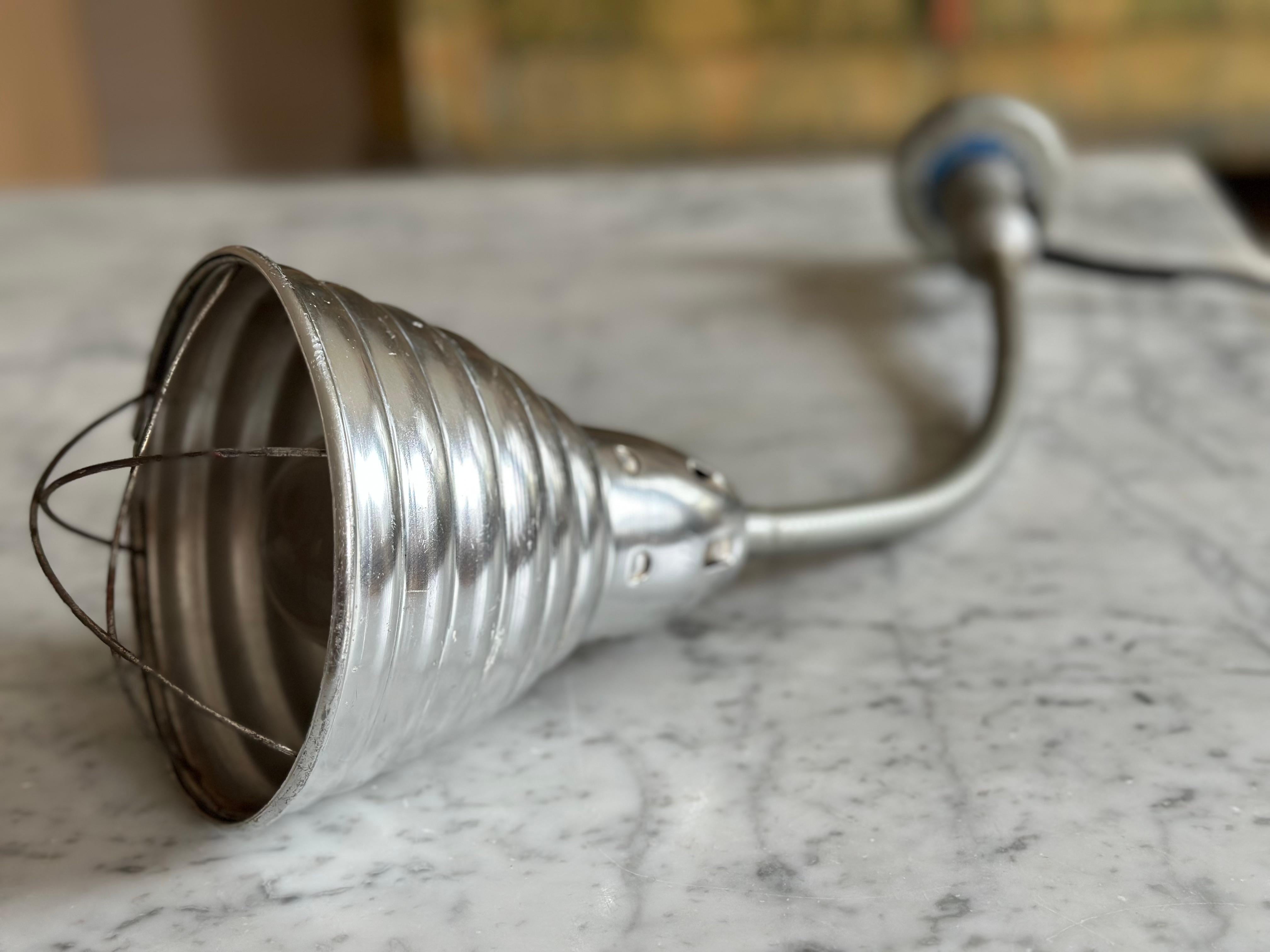 German Vintage 1960s Velux Industrial Magnetic Lamp with Flexible Neck For Sale
