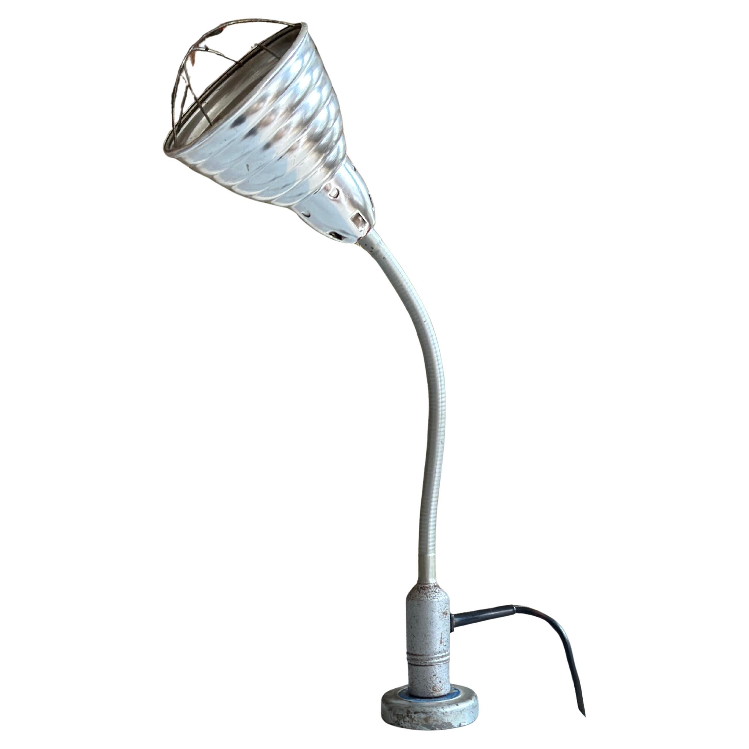 Vintage 1960s Velux Industrial Magnetic Lamp with Flexible Neck For Sale
