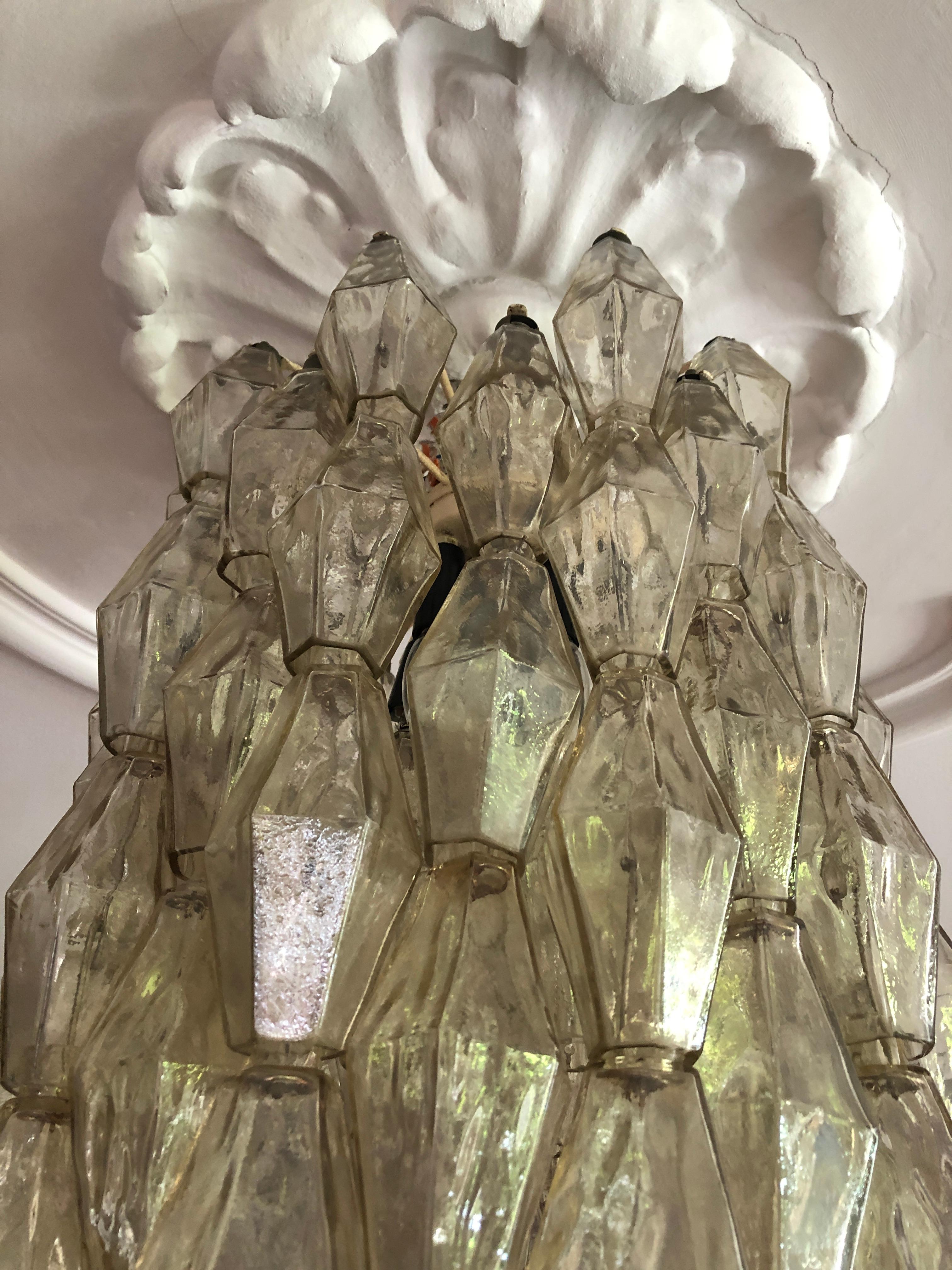 Vintage 1960s Venini Polyhedral Chandelier in Champagne Colored Blown Glass 3
