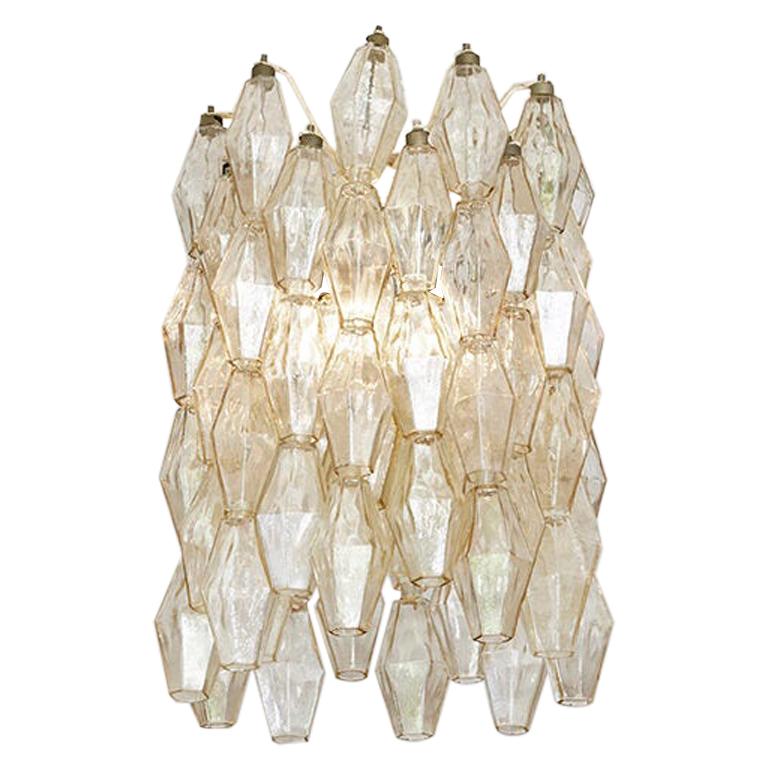 Vintage 1960s Venini Polyhedral Chandelier in Champagne Colored Blown Glass