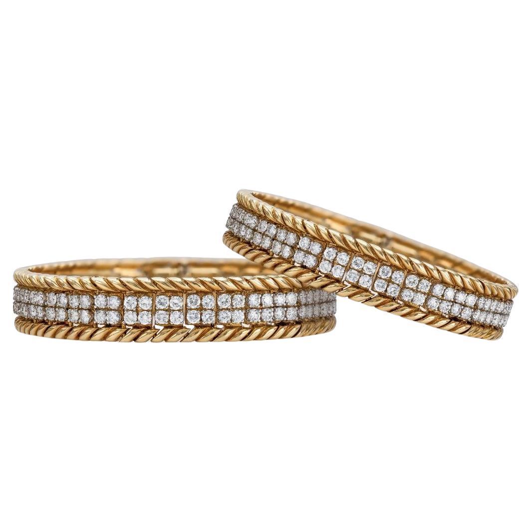 Vintage 1960s Verdura Diamond Bracelet Pair
