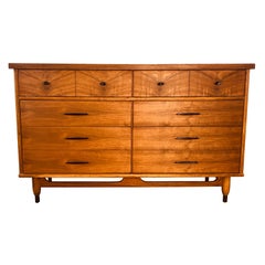 Vintage 1960s Walnut 8-Drawer Low Dresser