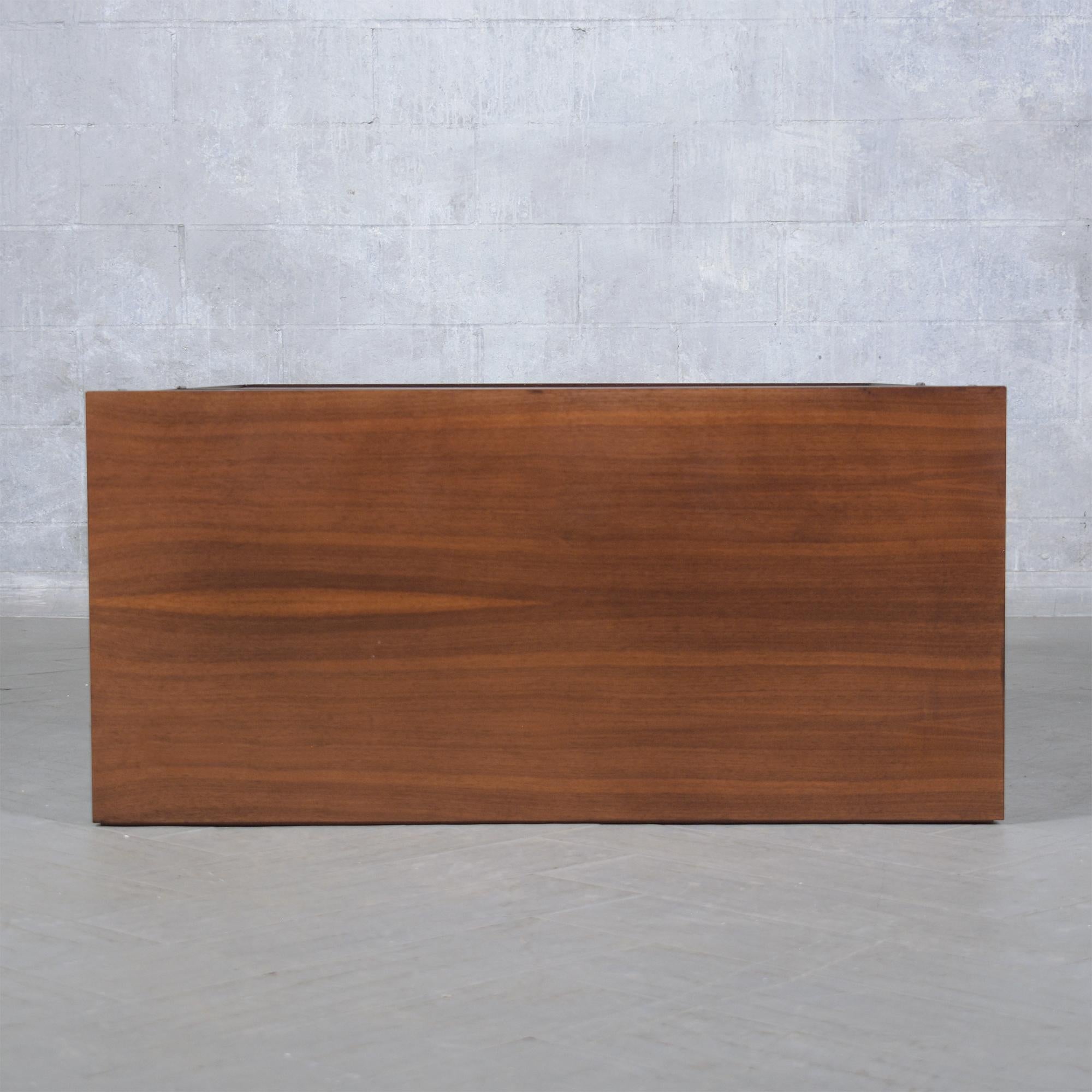 Restored 1960s Mid-Century Walnut Chest of Drawers with Sculpted Details For Sale 8