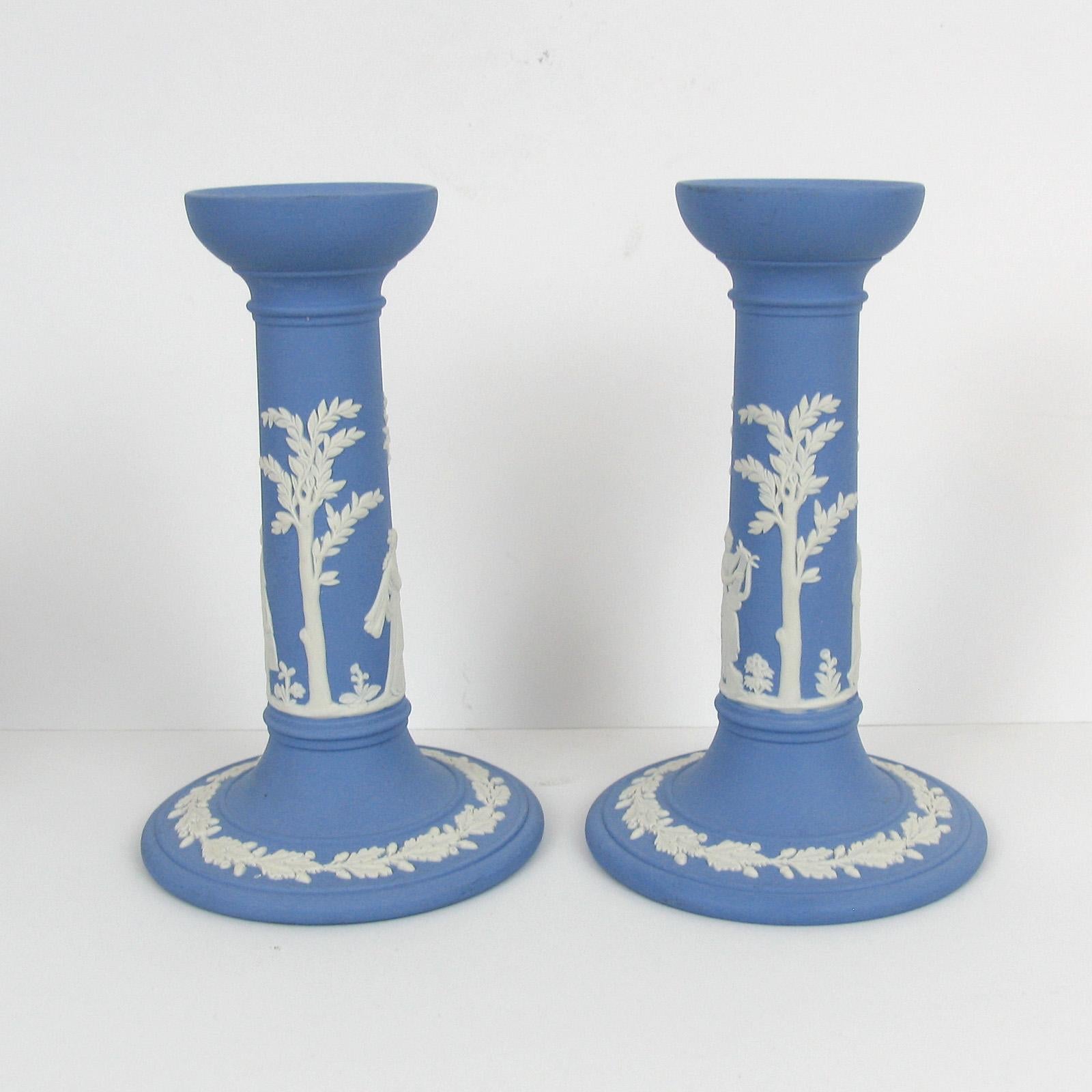 Vintage 1960s Wedgwood Jasperware Cream on Blue Ceramic Collection For Sale 5