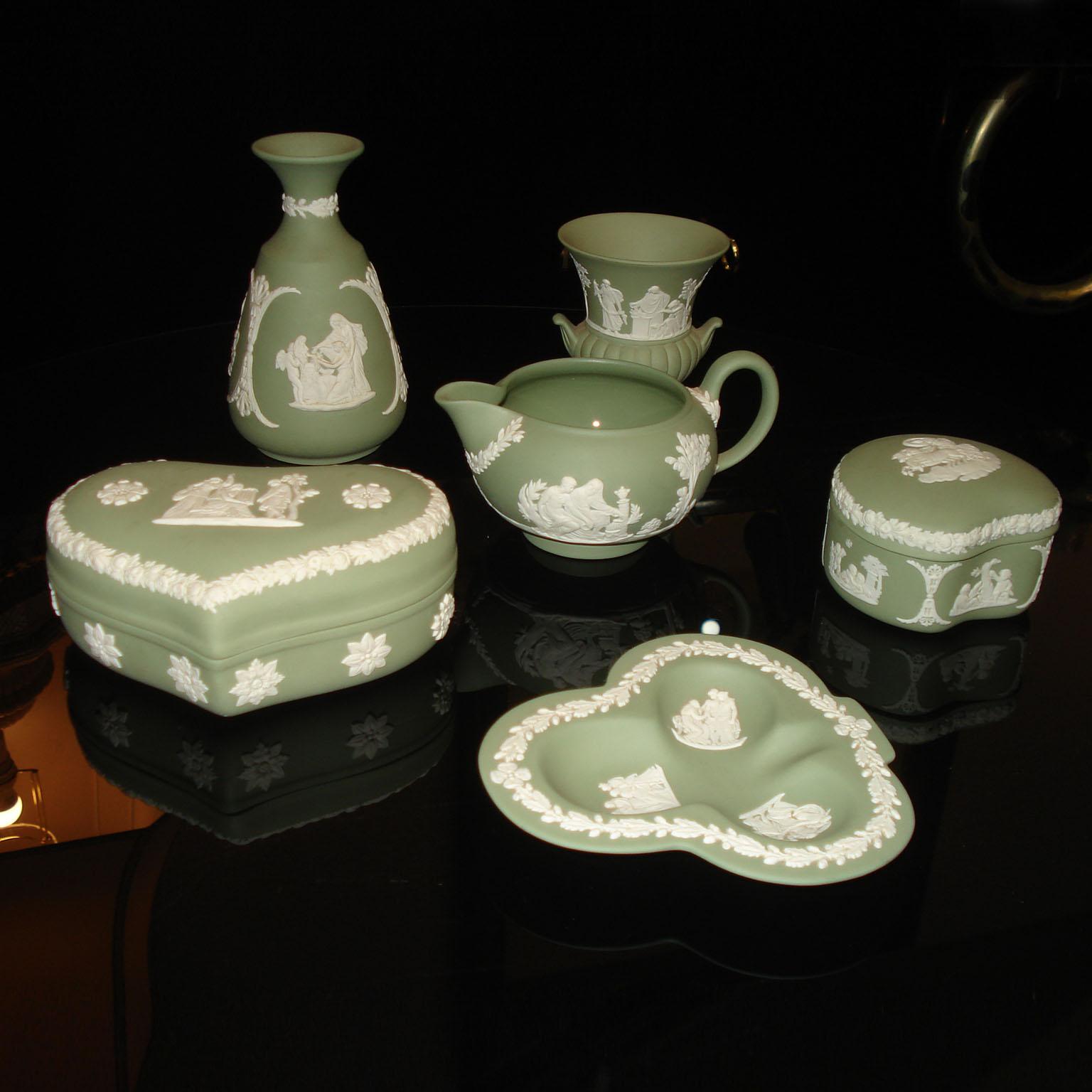 Mid-Century Modern Vintage 1960s Wedgwood Jasperware Cream on Celadon Collection