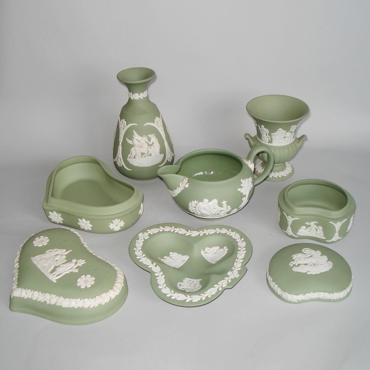 Porcelain Vintage 1960s Wedgwood Jasperware Cream on Celadon Collection