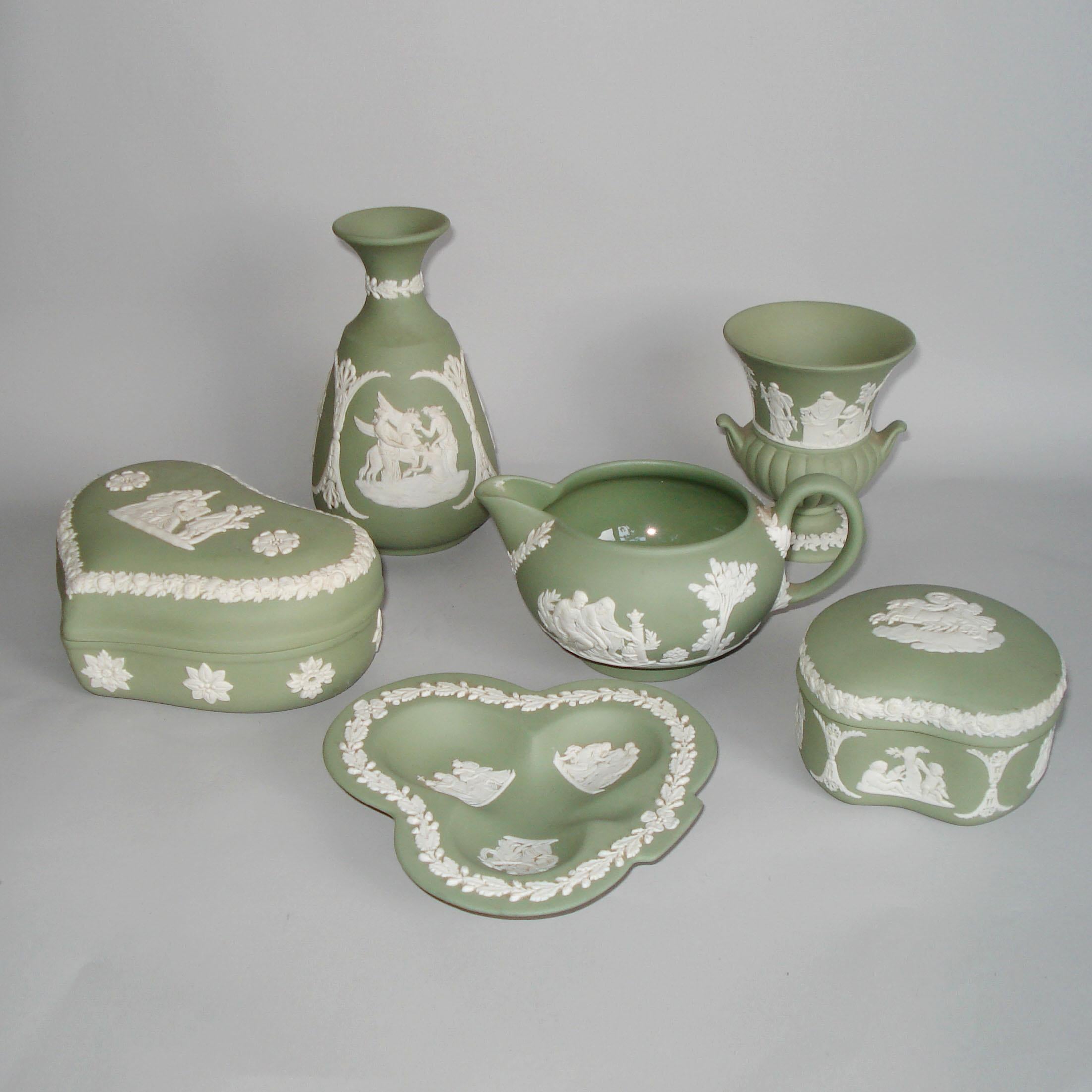 Vintage 1960s Wedgwood Jasperware Cream on Celadon Collection 1