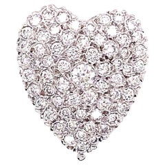 Vintage 1960’s White Gold Diamond Pave Heart Brooch