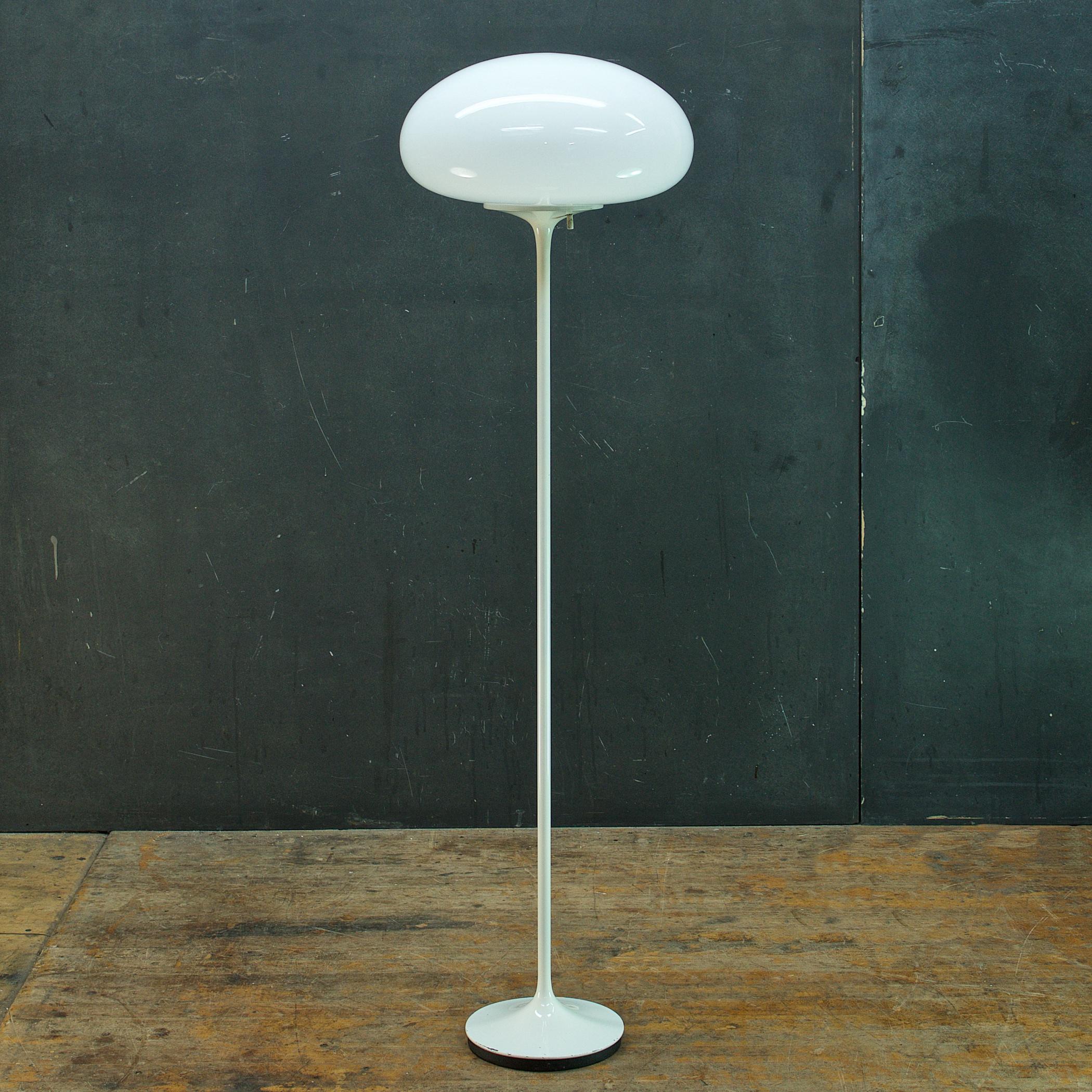 Mid-Century Modern Vintage 1960s White Stemlite Mushroom Floor Lamp Bill + Jackie Curry Design-Line