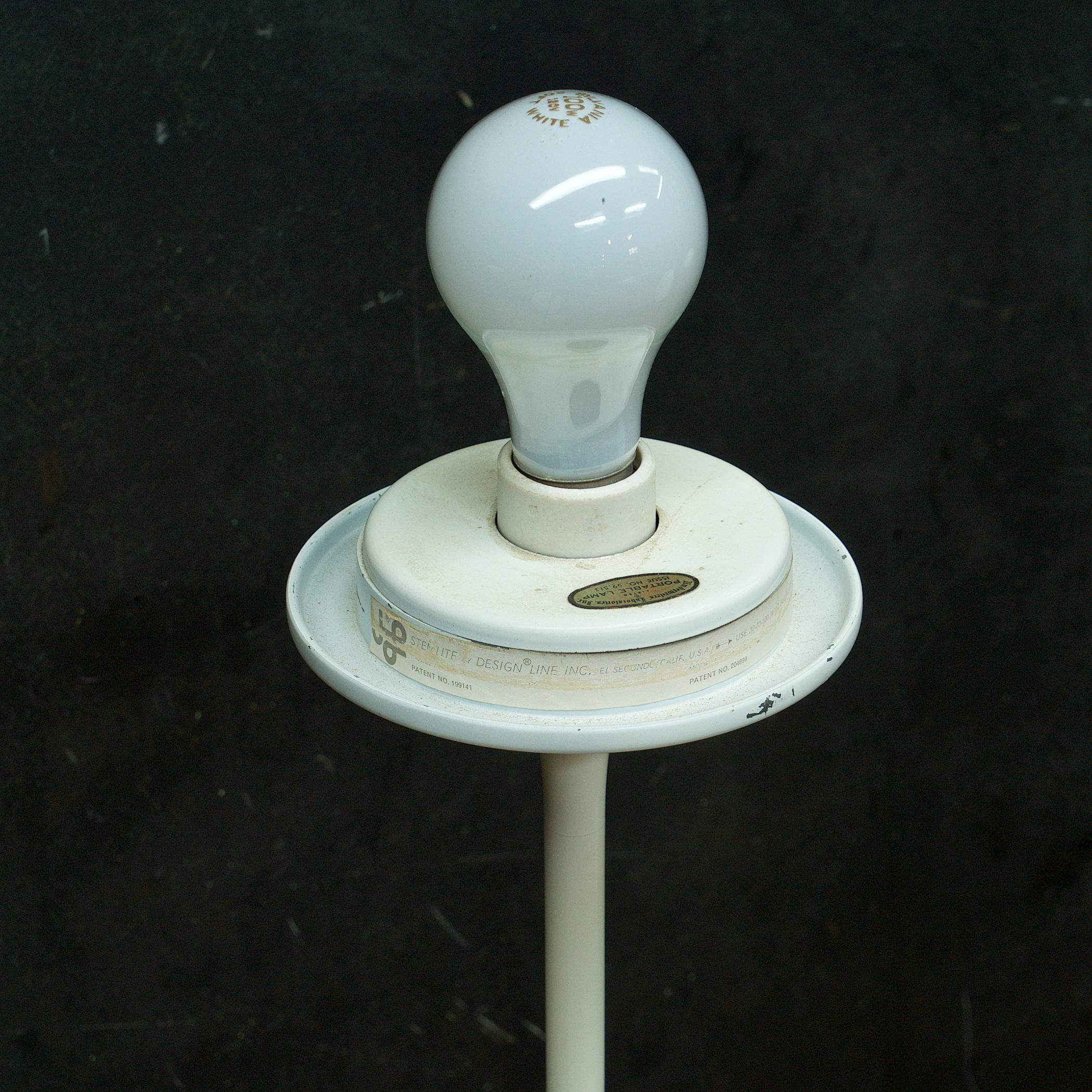 Metal Vintage 1960s White Stemlite Mushroom Floor Lamp Bill + Jackie Curry Design-Line