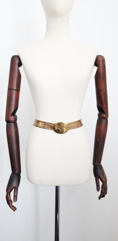 Vintage 1960's Whiting & Davis Gold Mesh Yin Yang buckle belt UK 8 US 4