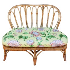 Vintage 1960's Wicker Rattan Patio Lounge Settee