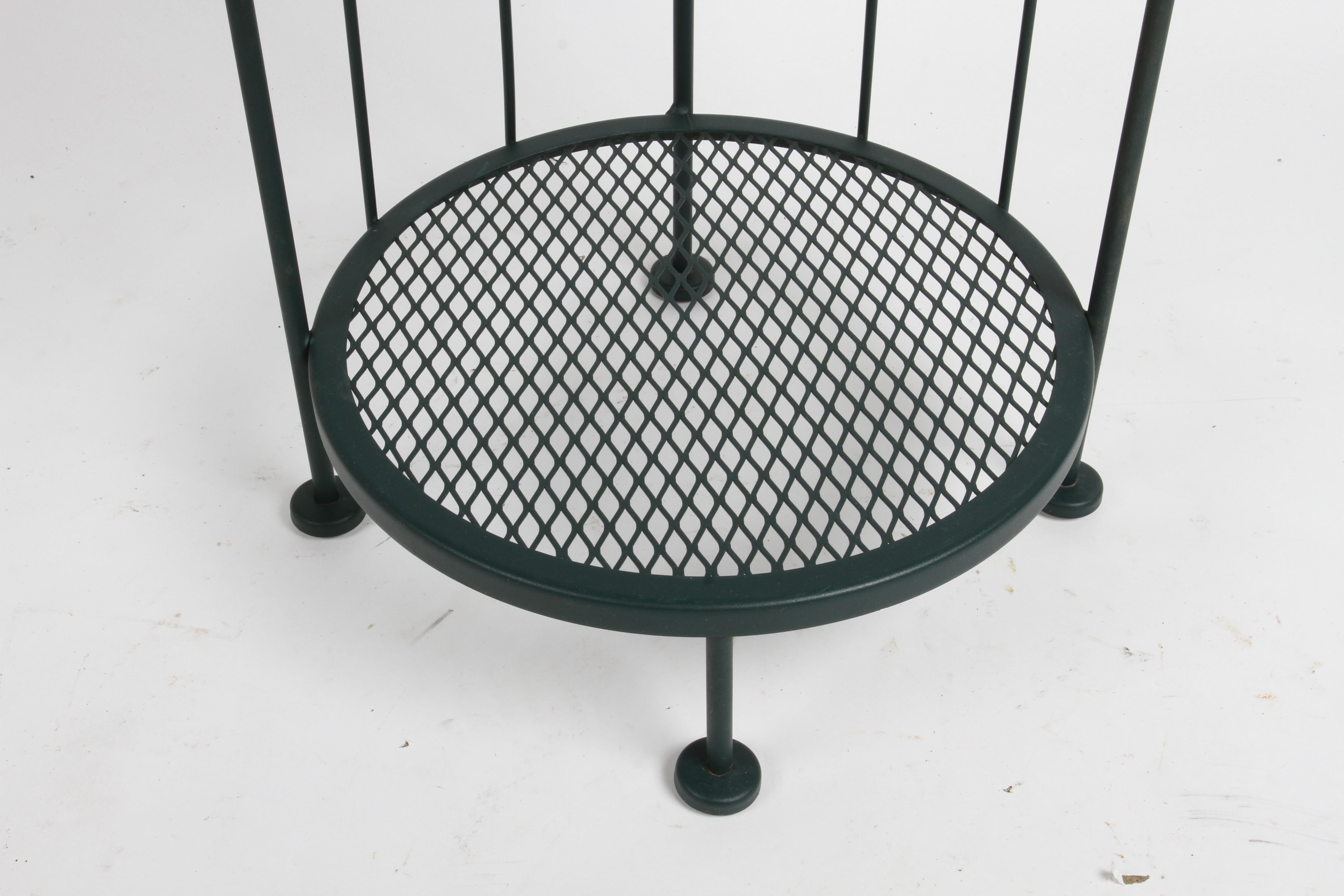 Steel Vintage 1960s Woodard Tall Plant Stand with Four Circular Shelves & Green Paint  For Sale
