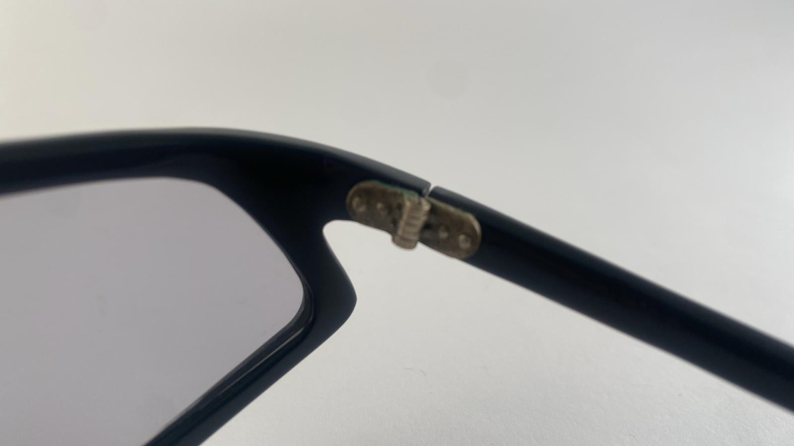 Vintage 1960's Wrap Around Sleek Black Sunglasses Made In Italy For Sale 2
