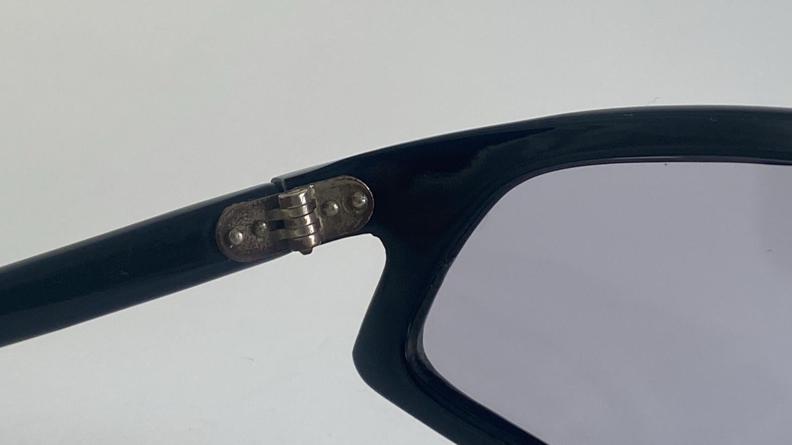 Vintage 1960's Wrap Around Sleek Black Sunglasses Made In Italy For Sale 3
