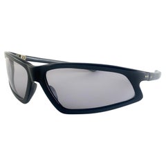 Vintage 1960's Wrap Around Sleek Black Sunglasses Made In Italy