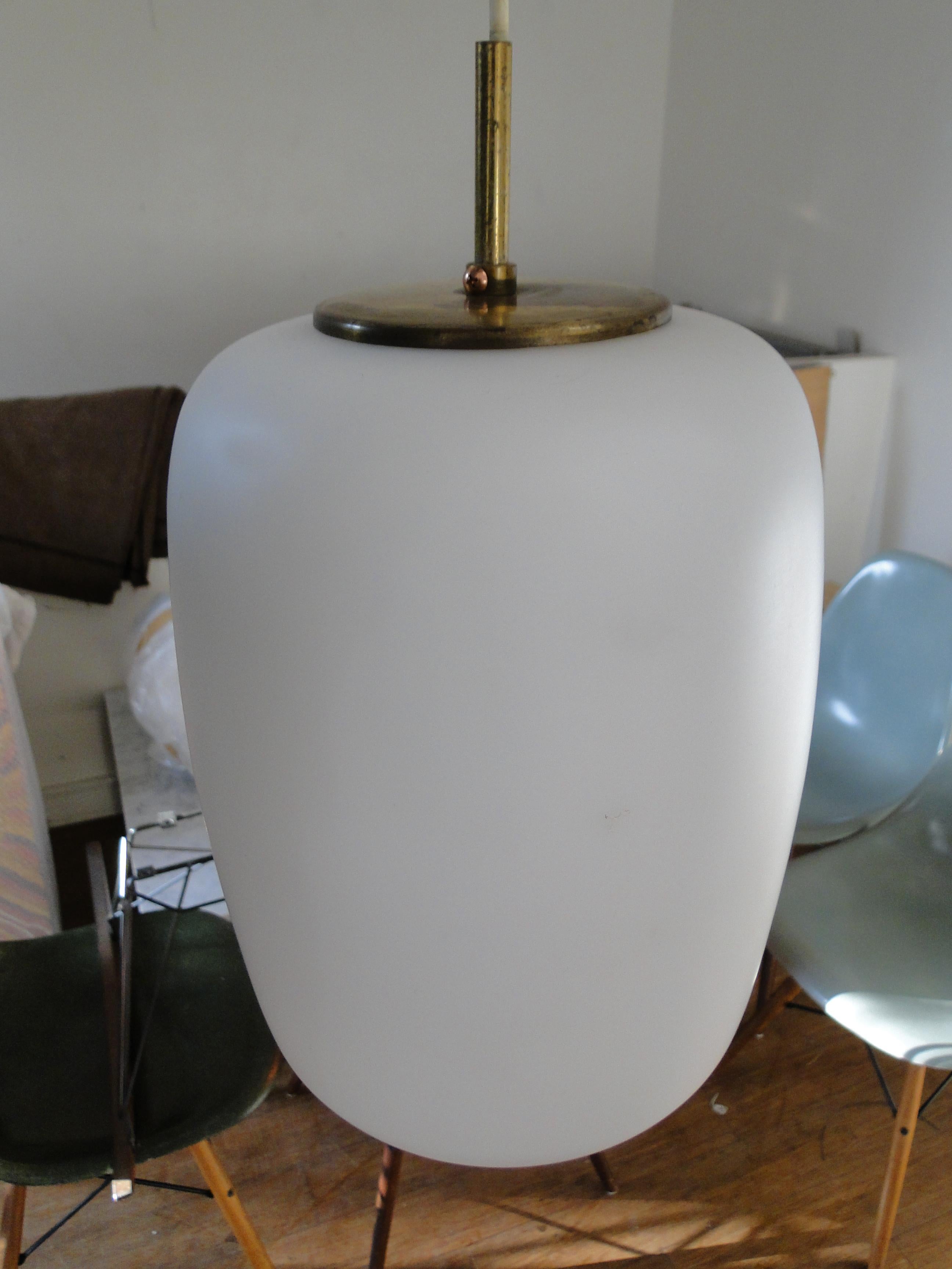 20th Century Bent Karlby for Lyfa Vintage Xl Brass & Glass Bernadette Pendant Lamp   For Sale