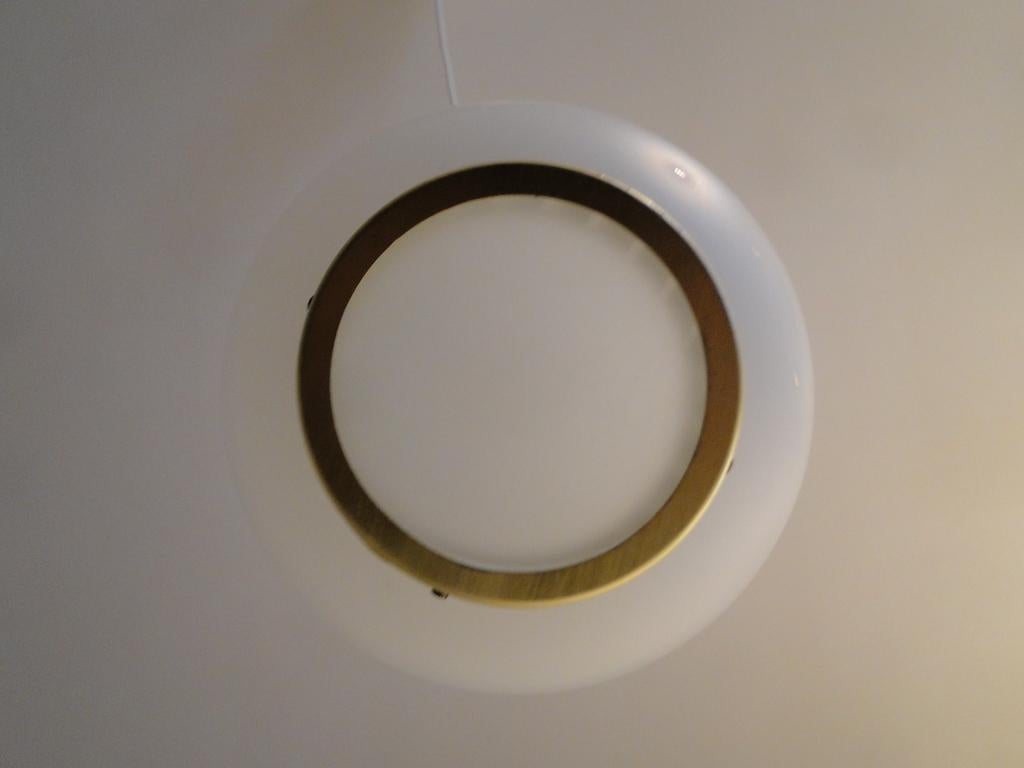 Danish Bent Kalrby Vintage  XL Brass  Glass Kina Pendant Lamp  Lyfa Denmark For Sale