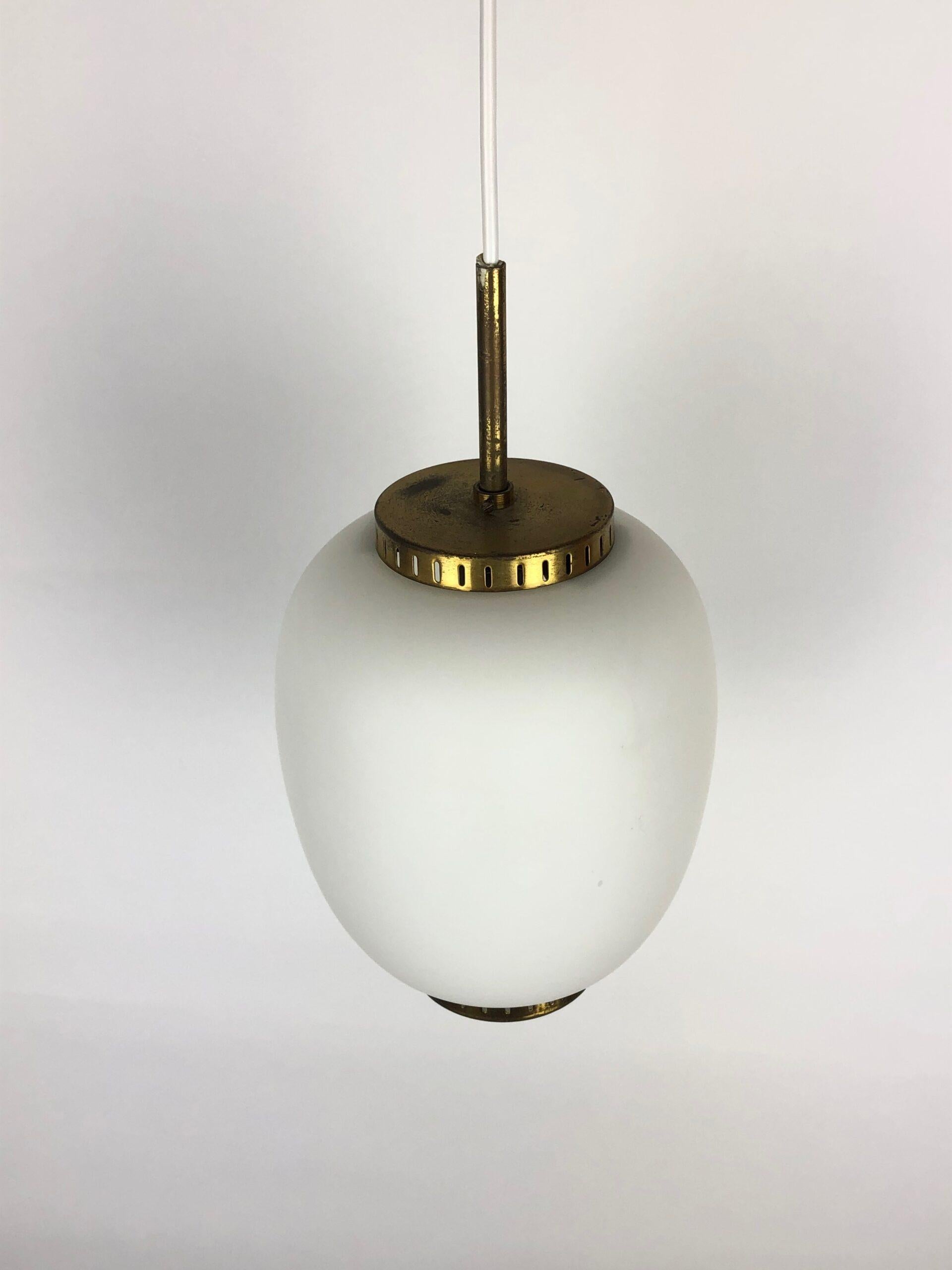 Bent Kalrby Vintage  XL Brass  Glass Kina Pendant Lamp  Lyfa Denmark In Good Condition For Sale In Lège Cap Ferret, FR