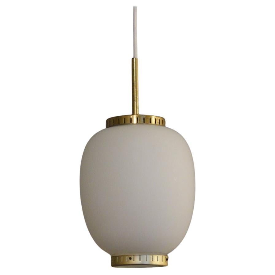 Bent Kalrby Vintage  XL Brass  Glass Kina Pendant Lamp  Lyfa Denmark For Sale