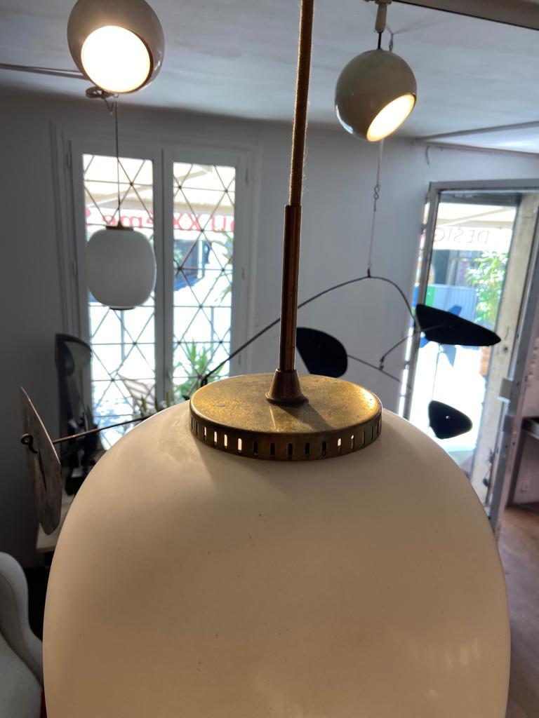 Danish  Bent Karlby  XXXL Brass Glass Kina Pendant Lamp Lyfa Denmark