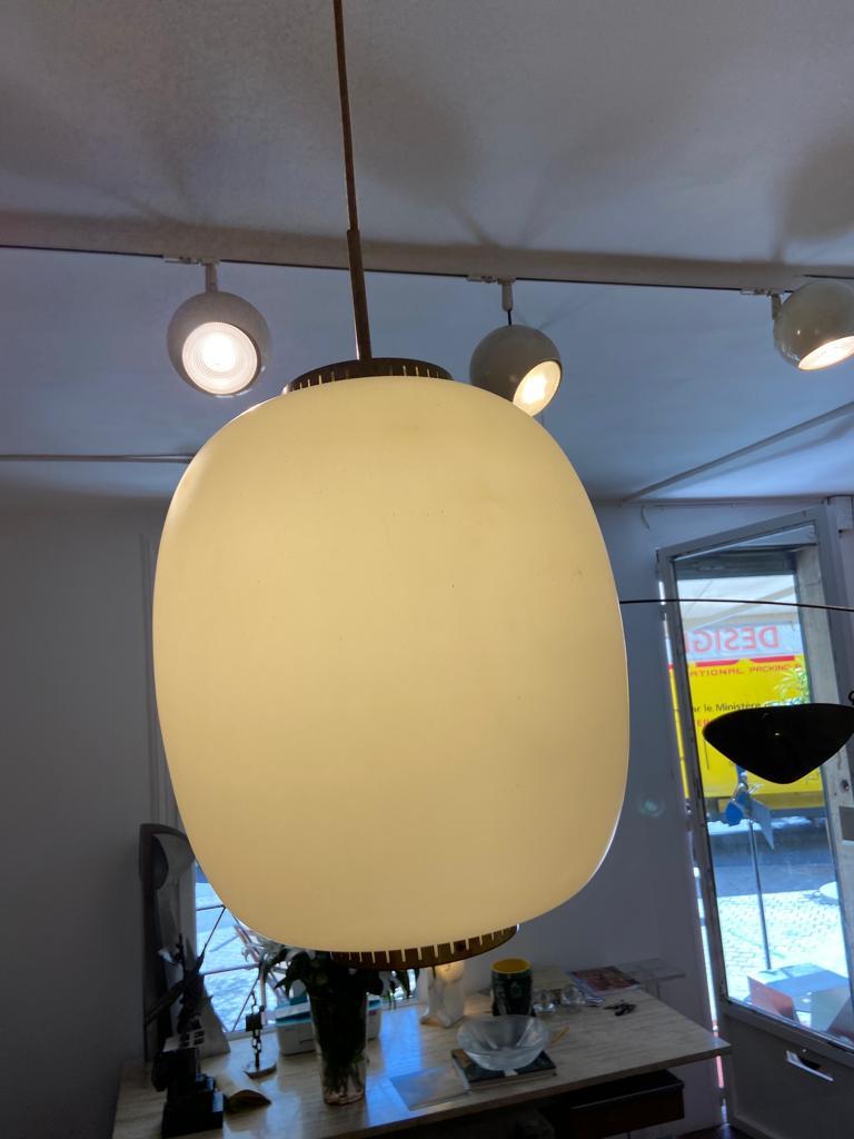  Bent Karlby  XXXL Brass Glass Kina Pendant Lamp Lyfa Denmark In Good Condition In Lège Cap Ferret, FR