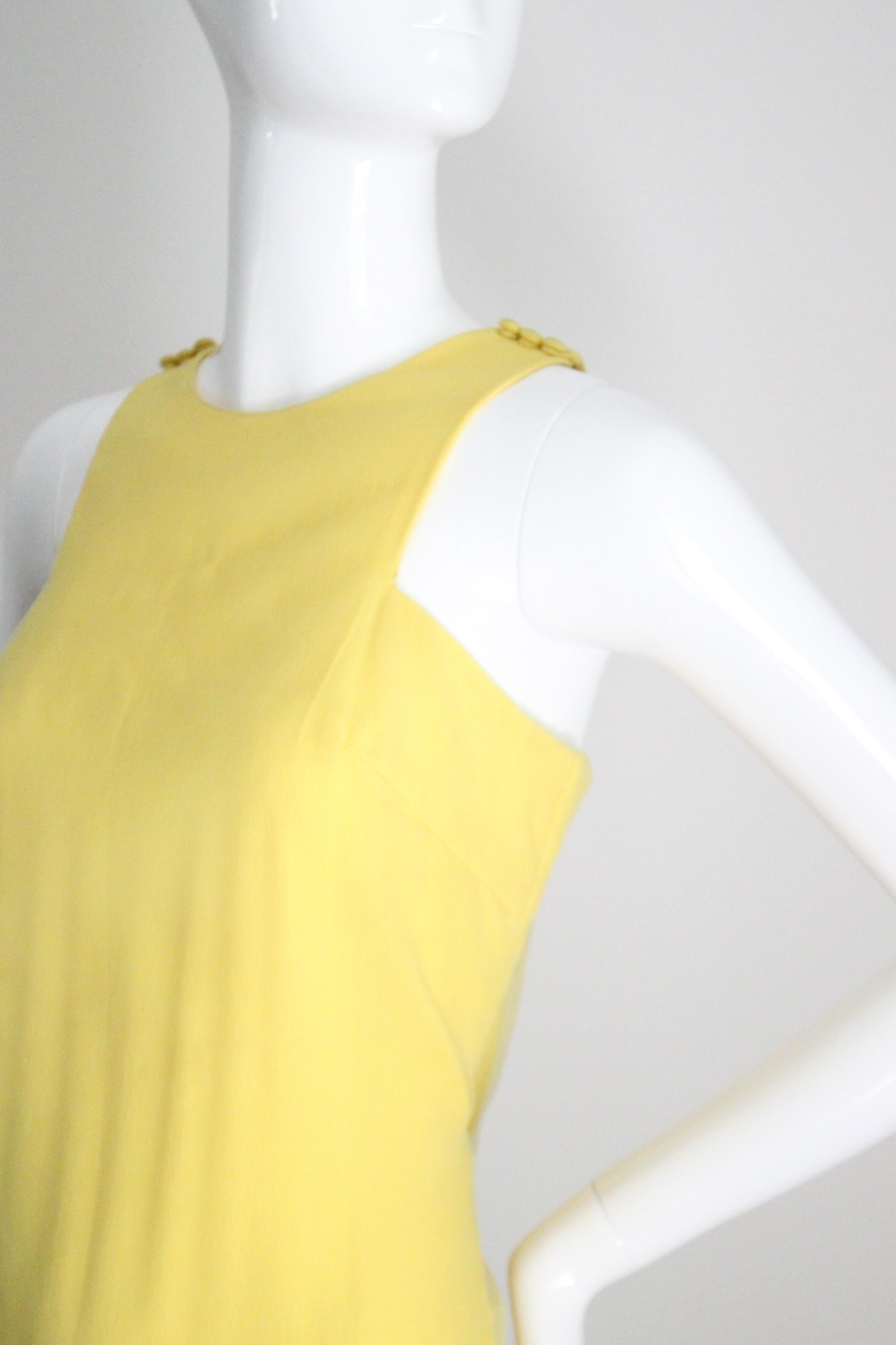 Vintage 1960s Yellow Drop Waist Dress Eloise Curtis Yellow Chiffon UK 8 US 4 en vente 3