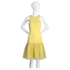 Vintage 1960s Yellow Drop Waist Dress Eloise Curtis Yellow Chiffon UK 8 US 4