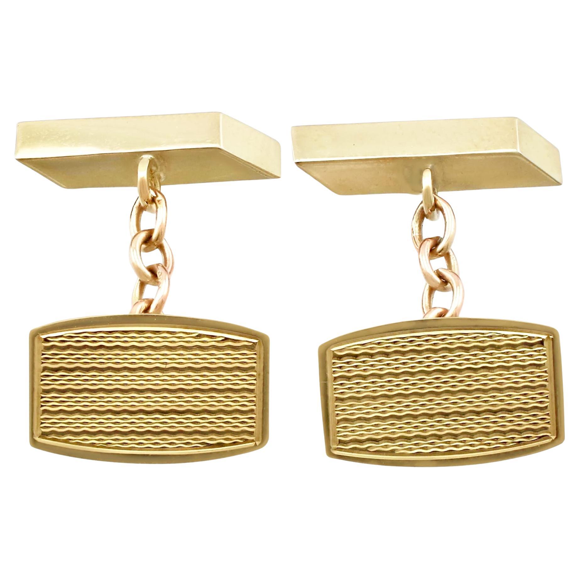 Vintage 1960s Yellow Gold Cufflinks For Sale