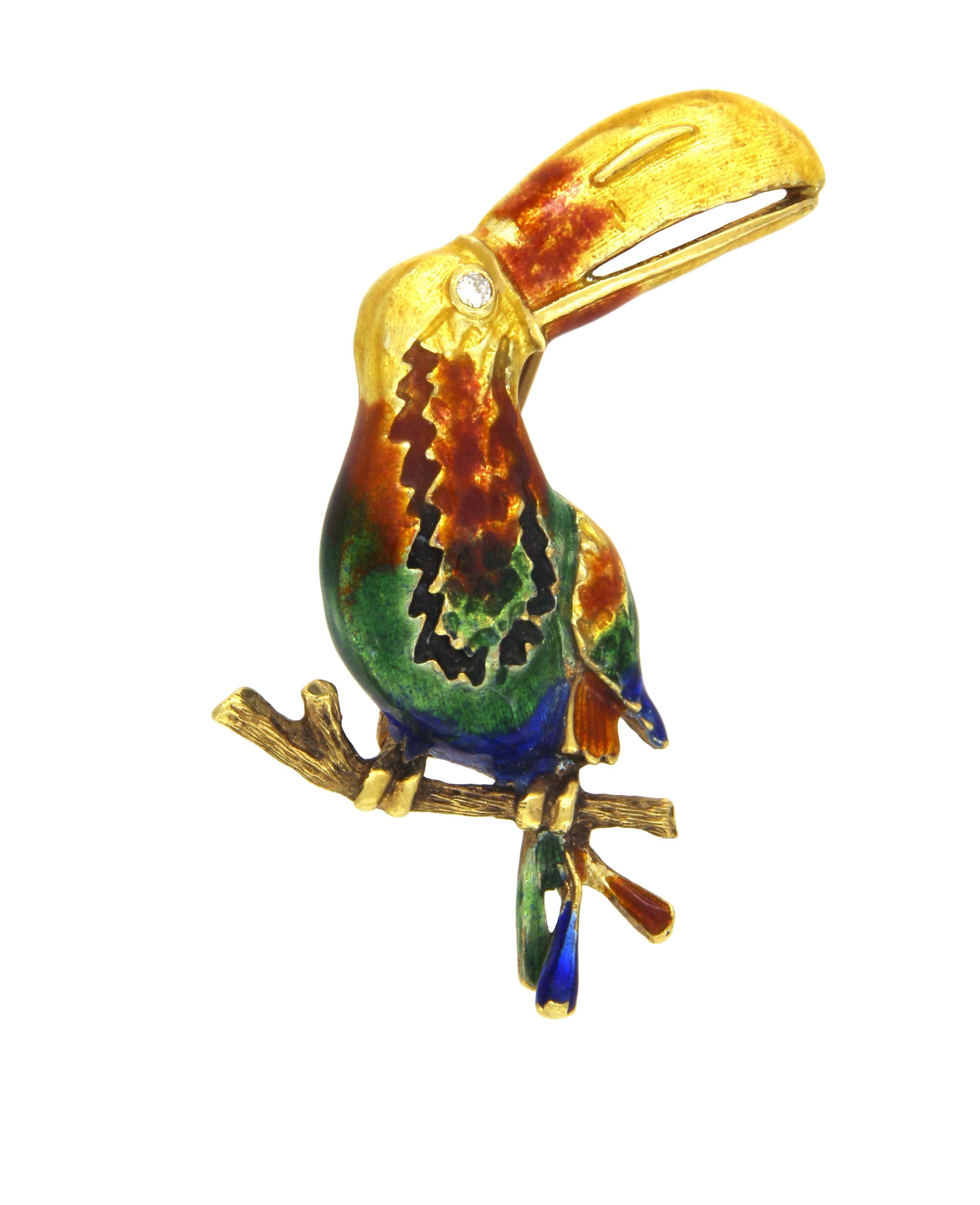 vintage parrot brooch
