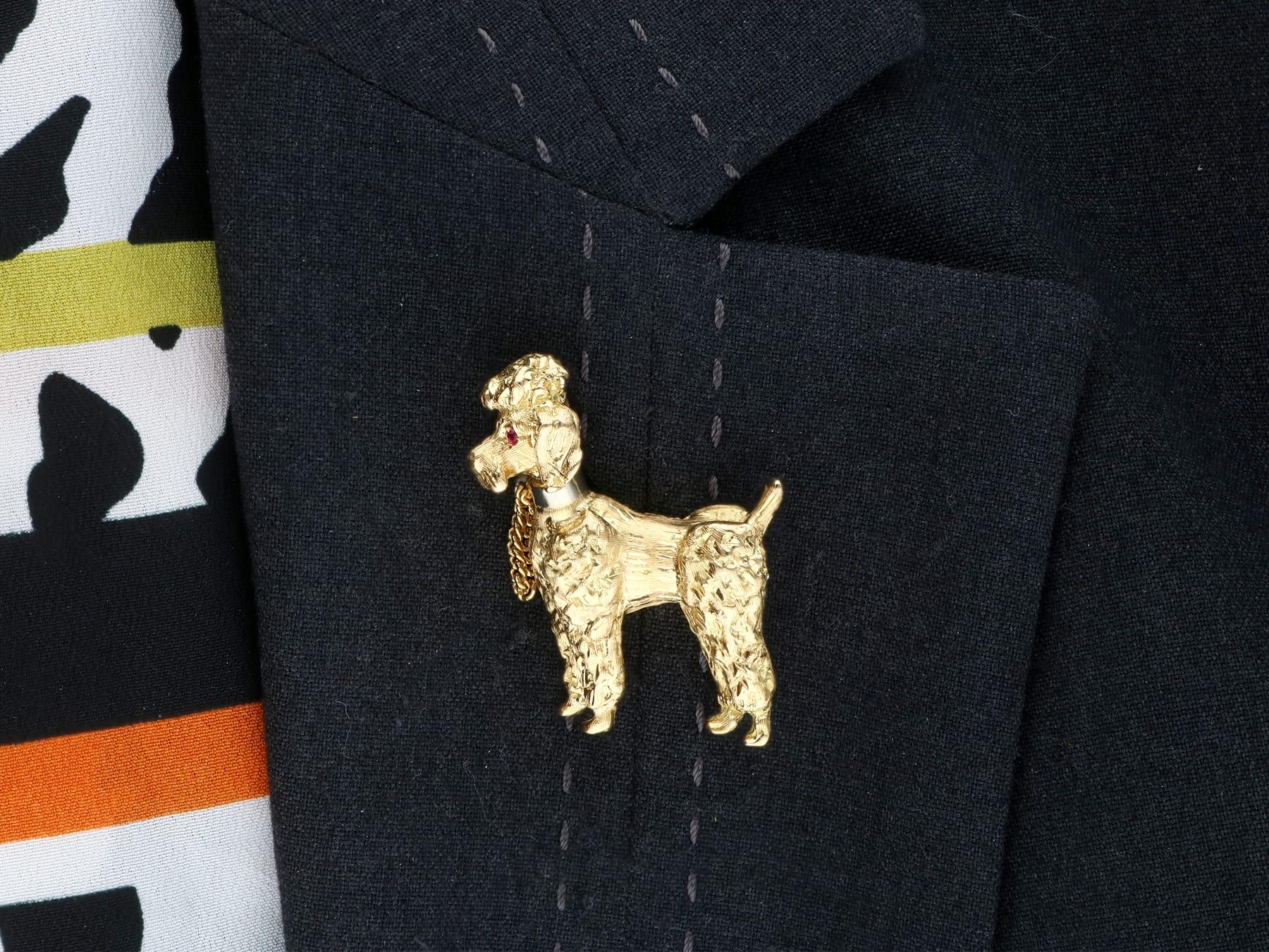 Vintage 1960s Yellow Gold Poodle Brooch For Sale 3