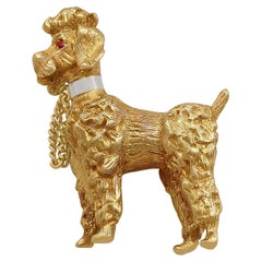 Retro 1960s Yellow Gold Poodle Brooch