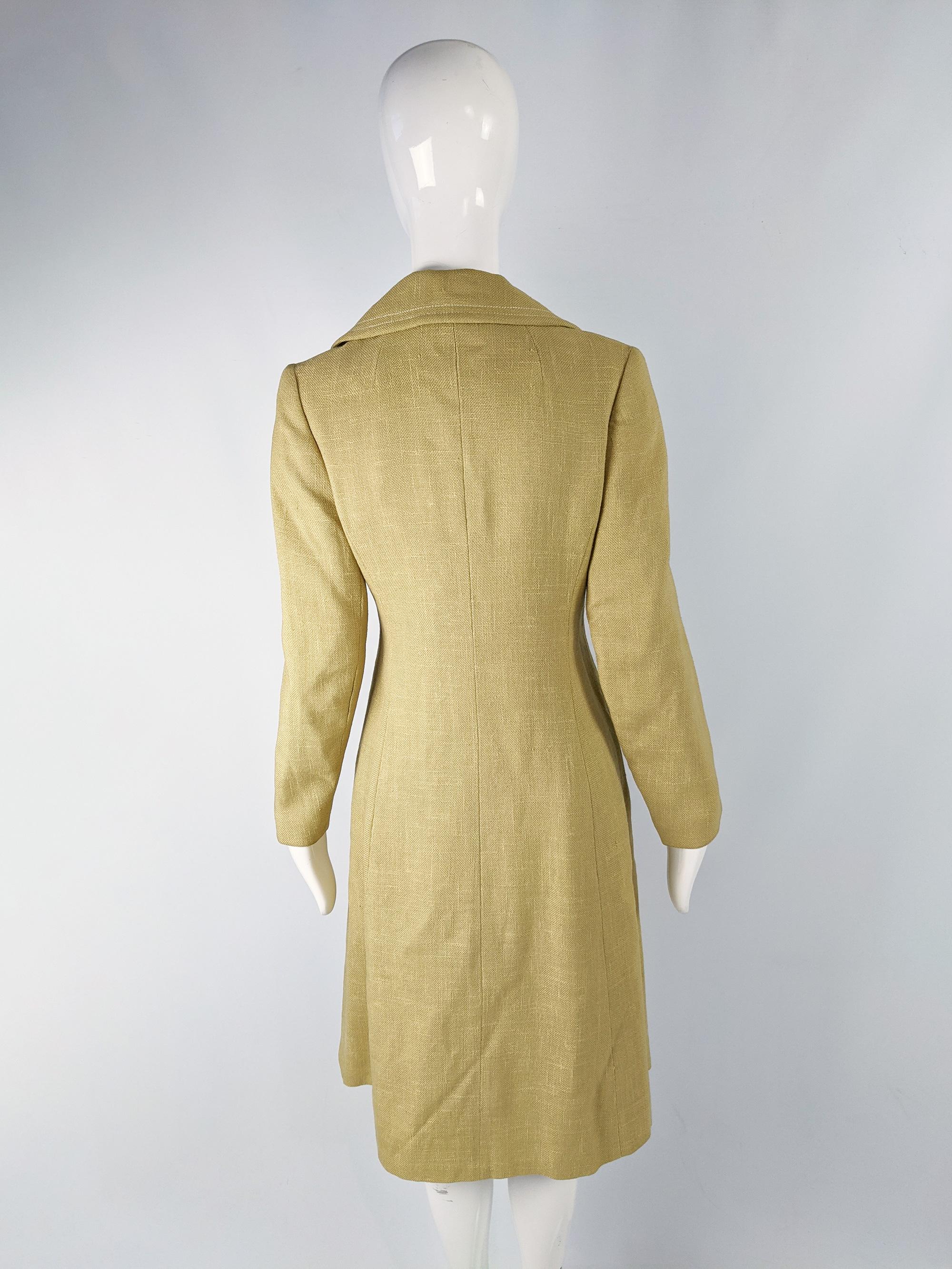 Women's Vintage 1960s Yellow Linen Mod Coat For Sale