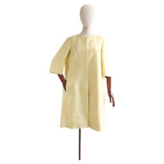 Vintage 1960's Yellow Silk Coat UK 8-12 US 4-8