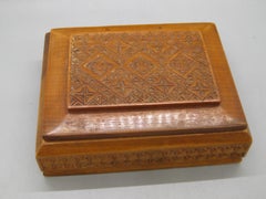 Vintage 1960's Yugoslavian Carved Exotic Wood Trinket Stash Box