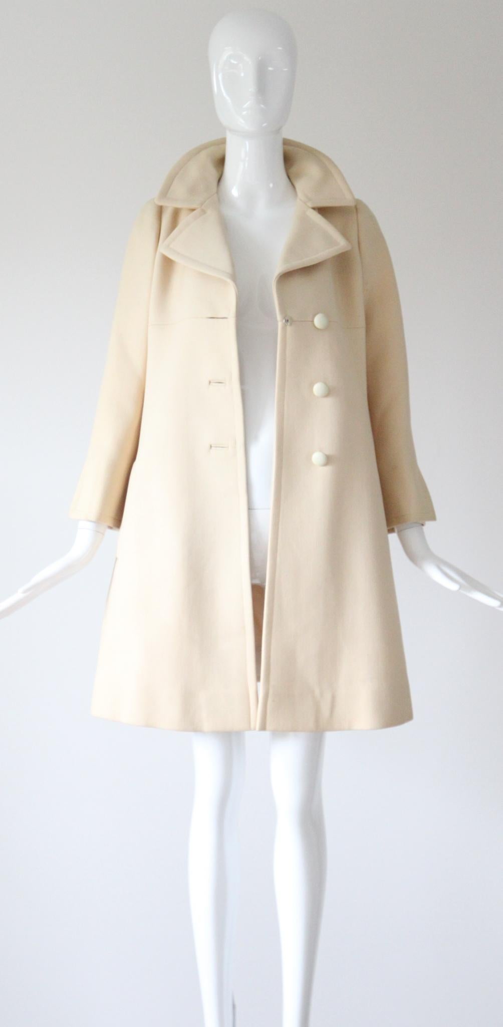 Vintage 1960's Yves Saint Laurent Wool Coat UK 8 US 4 For Sale at