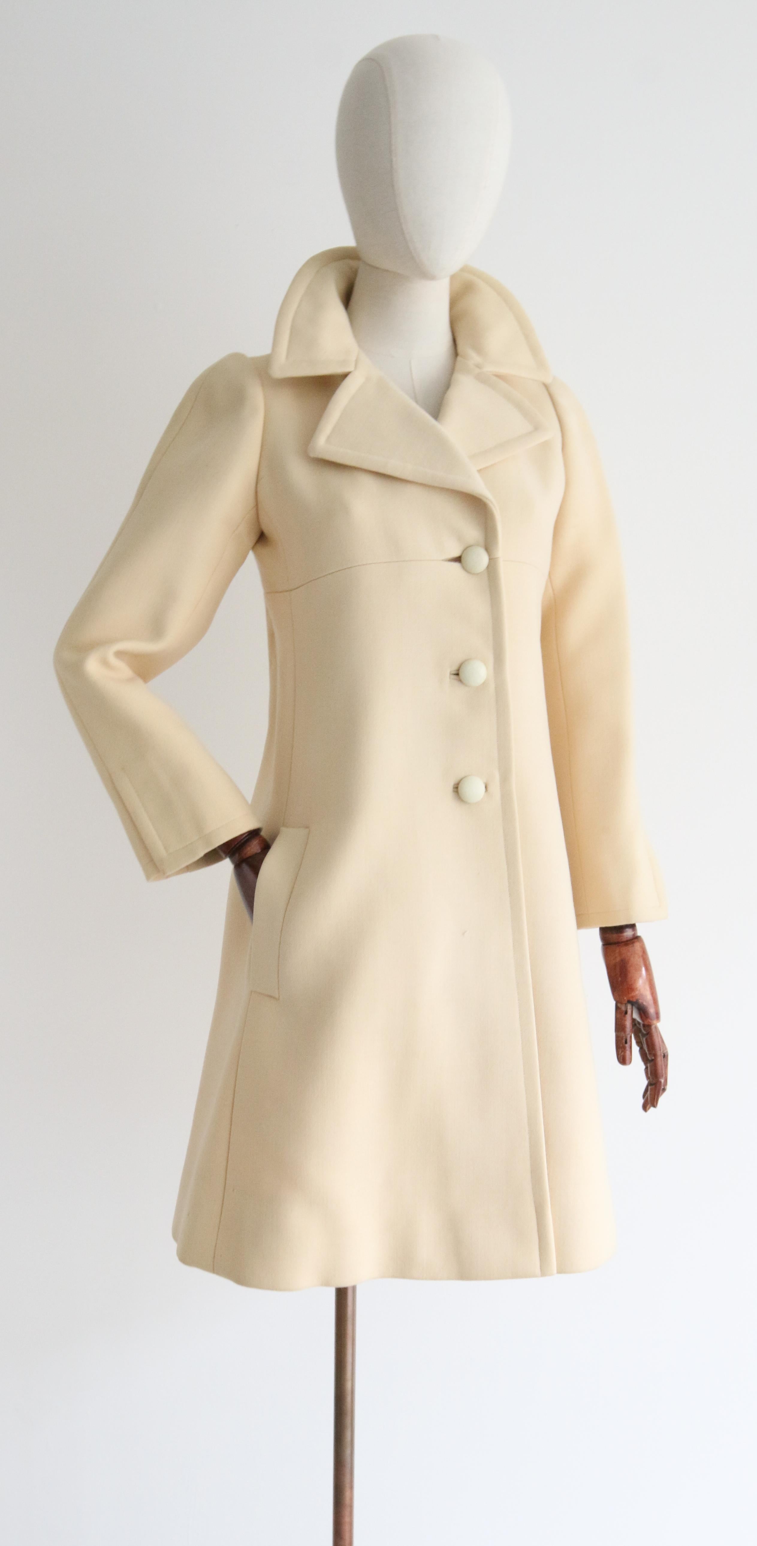 Vintage 1960's Yves Saint Laurent Wool Coat UK 8 US 4 For Sale 1