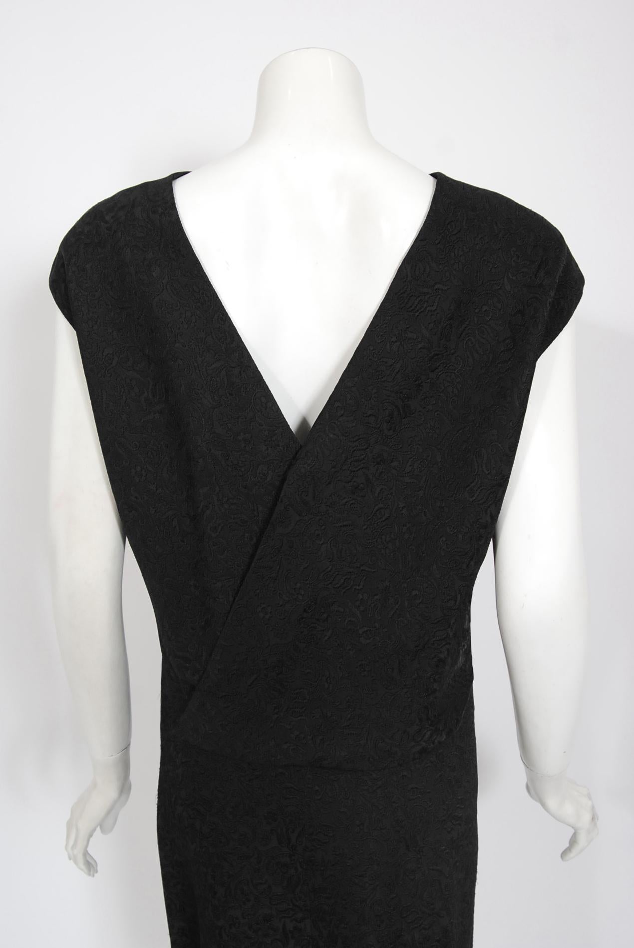 Vintage 1961 Eisa Balenciaga Haute Couture Black Silk Sculpted Bow Cut-Out Dress 5