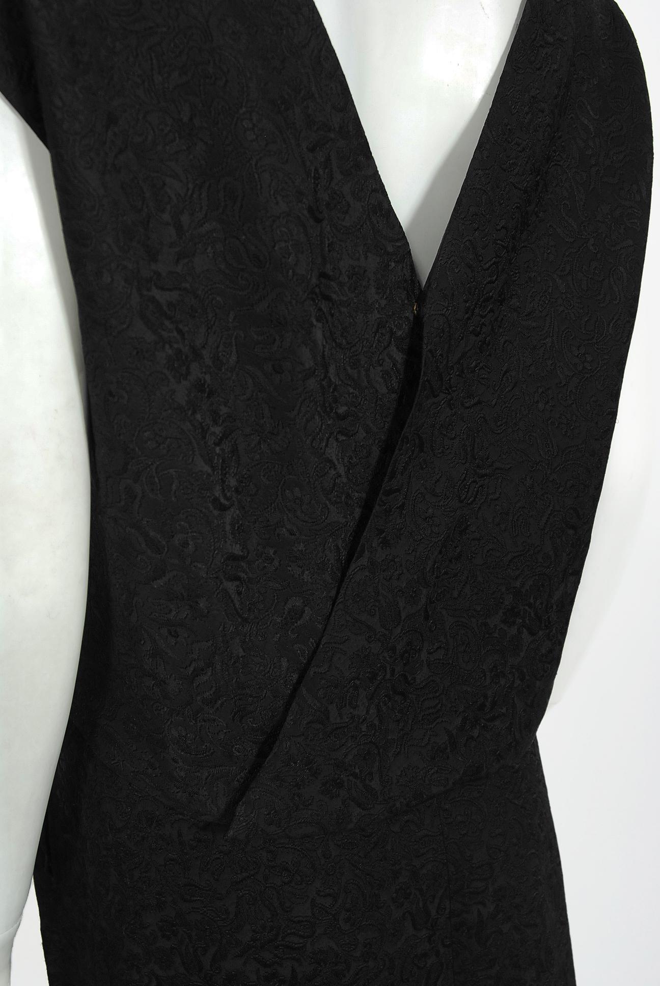 Vintage 1961 Eisa Balenciaga Haute Couture Black Silk Sculpted Bow Cut-Out Dress 6
