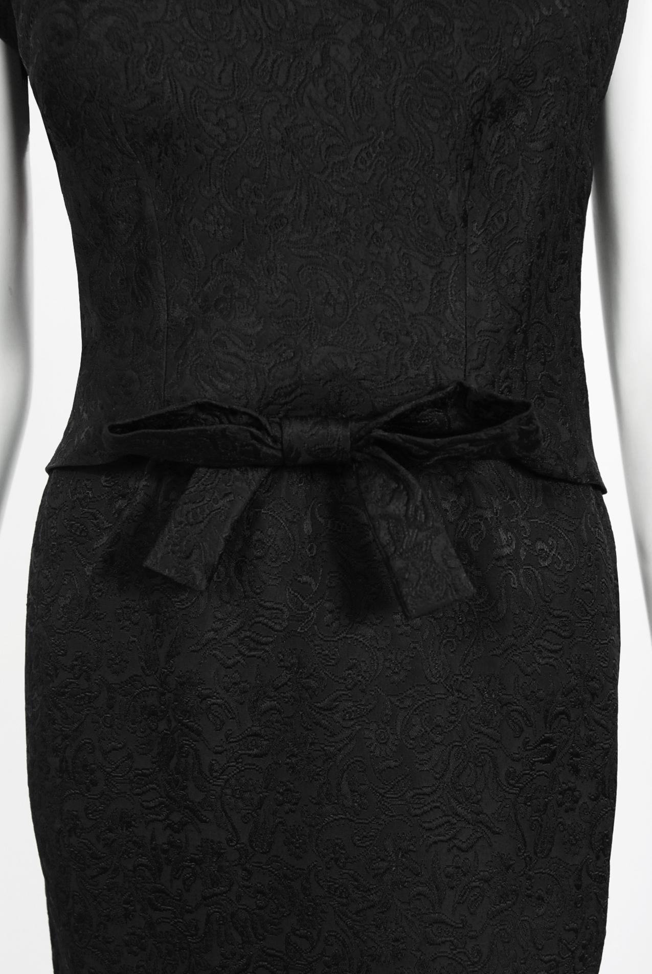 Noir Vintage 1961 Eisa Balenciaga Haute Couture Black Silk Sculpted Bow Cut-Out Dress