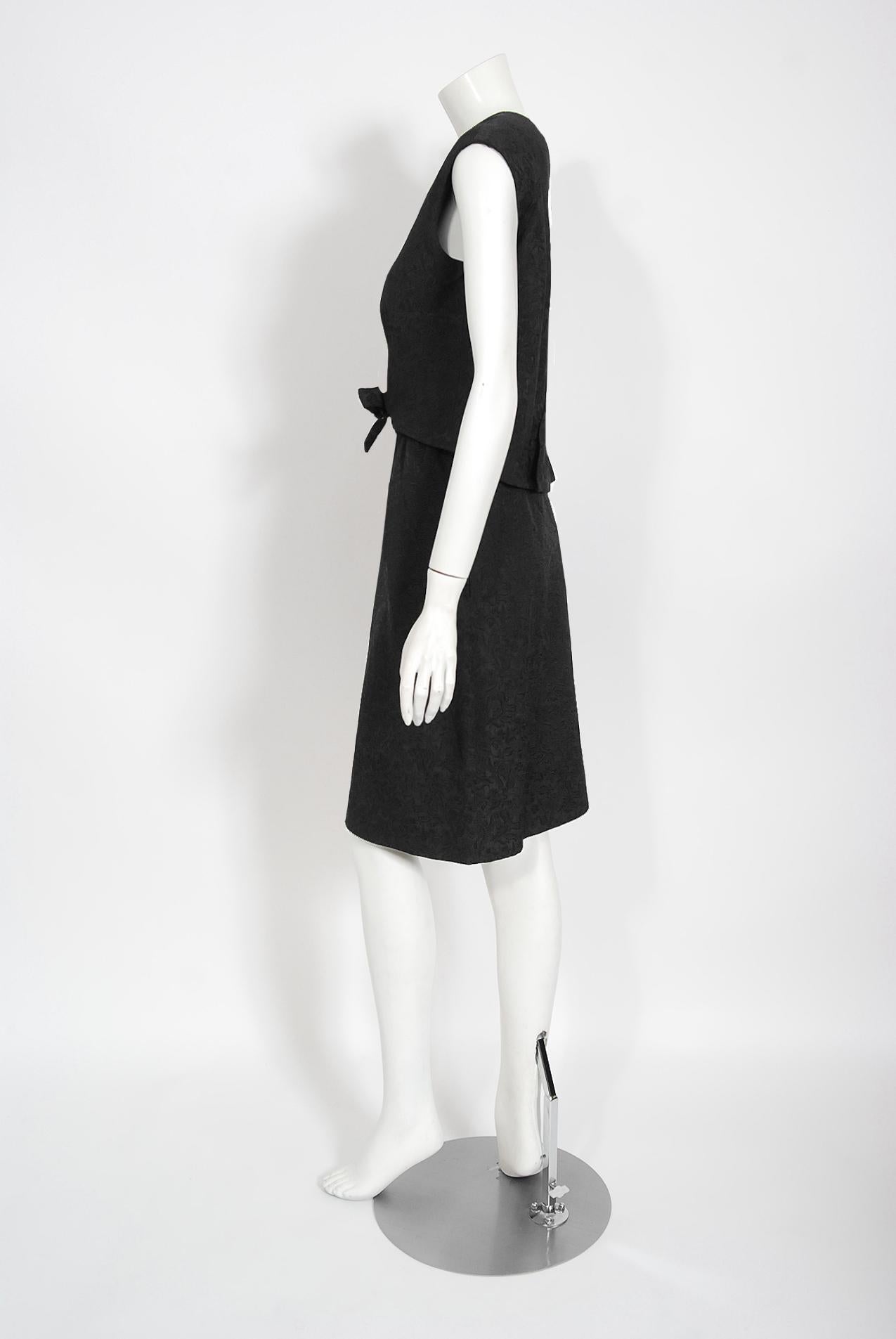 Vintage 1961 Eisa Balenciaga Haute Couture Black Silk Sculpted Bow Cut-Out Dress 2