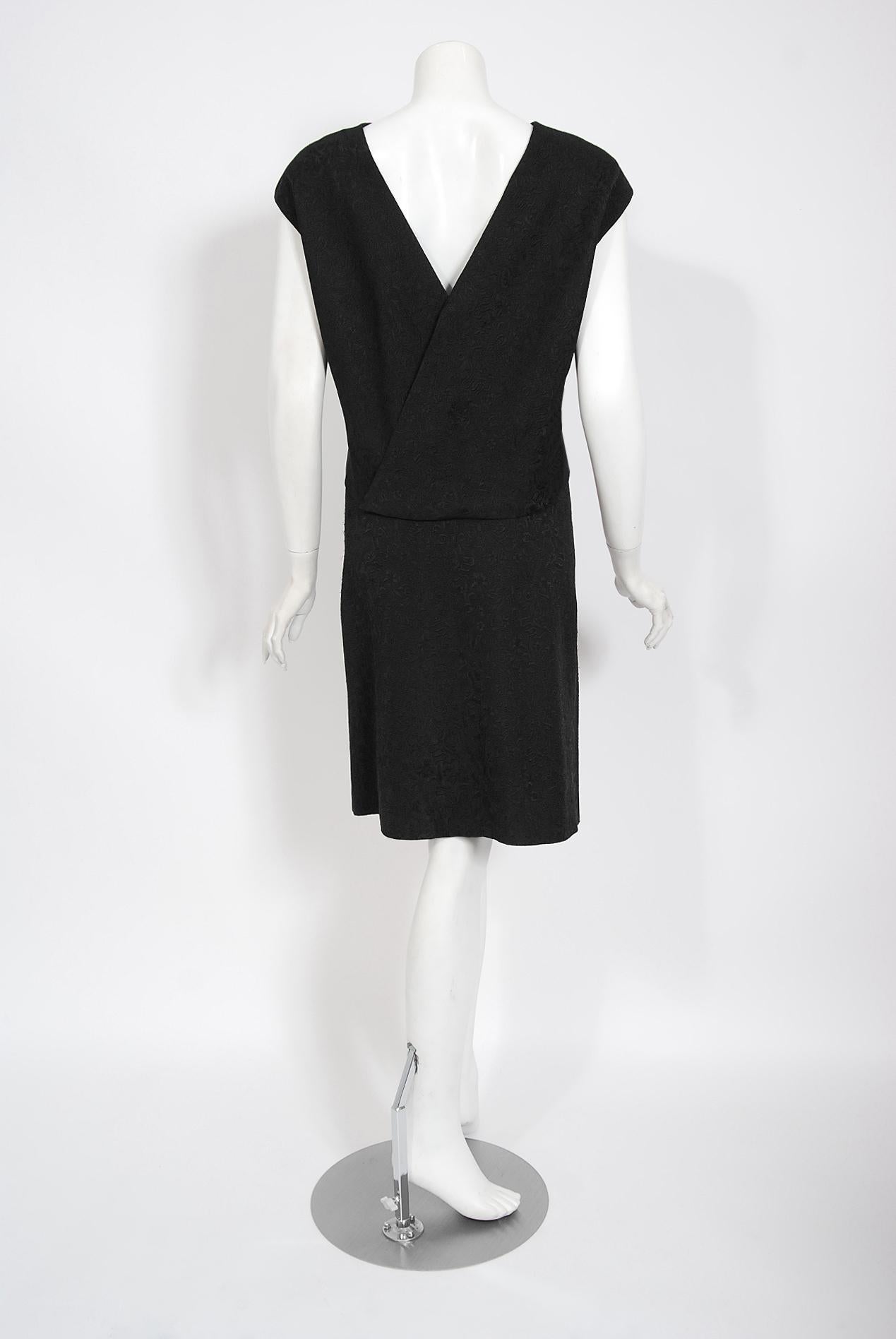 Vintage 1961 Eisa Balenciaga Haute Couture Black Silk Sculpted Bow Cut-Out Dress 4