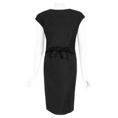 Vintage 1961 Eisa Balenciaga Haute Couture Black Silk Sculpted Bow Cut-Out Dress