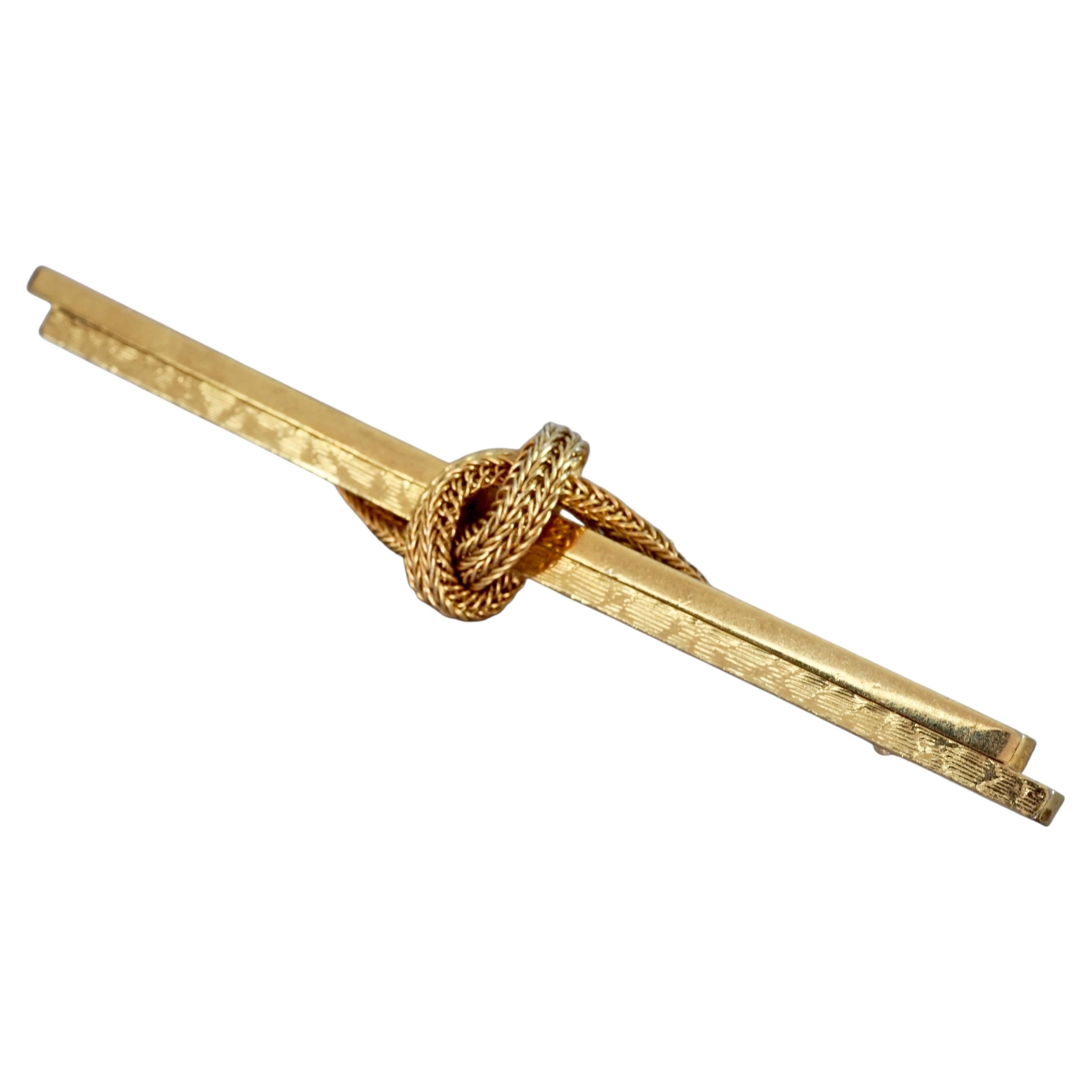 Broche vintage GROSSE de 1961, à chaîne nouée à double barre